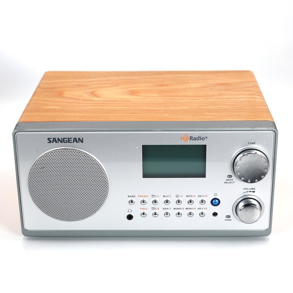 Sangean HDR-18 HD Radio AM FM Digital Receiver Wood Silver Tabletop Home Audio